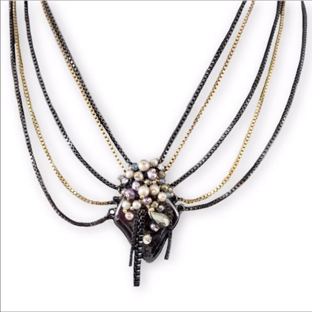 Alexia Bittar Multi Strand Peacock Bib Necklace